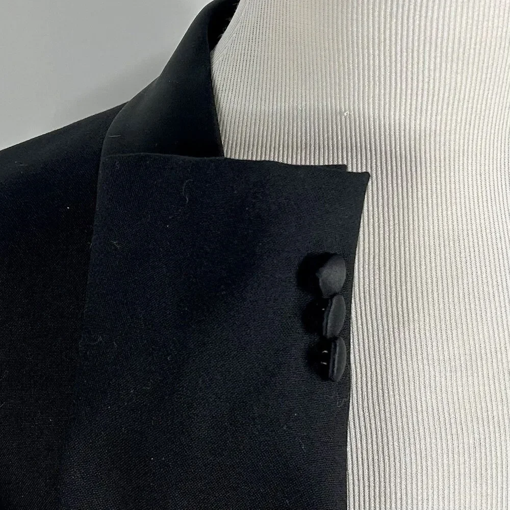 Jos A Bank 42L Tuxedo Jacket Shawl Collar One Button Black 100% Wool Vented - Picture 5 of 8